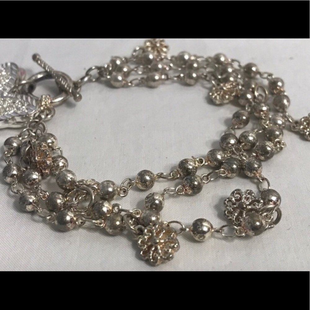 🌞 Triple-layered silver charms bracelet